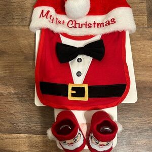 Festive Santa Baby Outfit Set - Red and Black